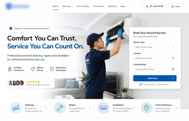Aircond Service — interface preview