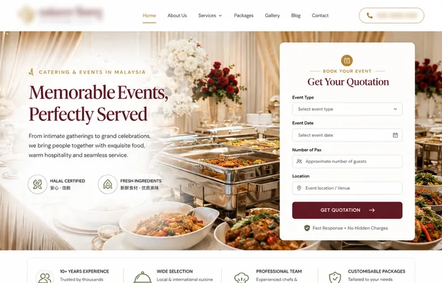 Catering Management — interface preview