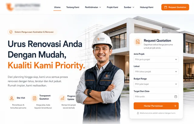 Contractor & Renovation — interface preview