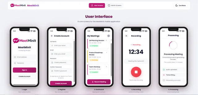MeetMinit — interface preview