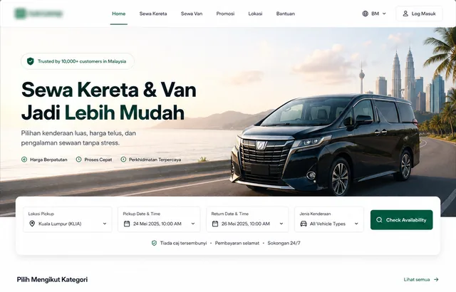 Car Rental — interface preview