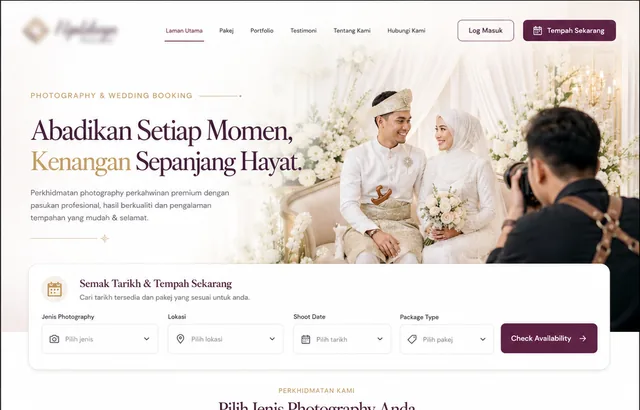 Photography & Wedding — interface preview